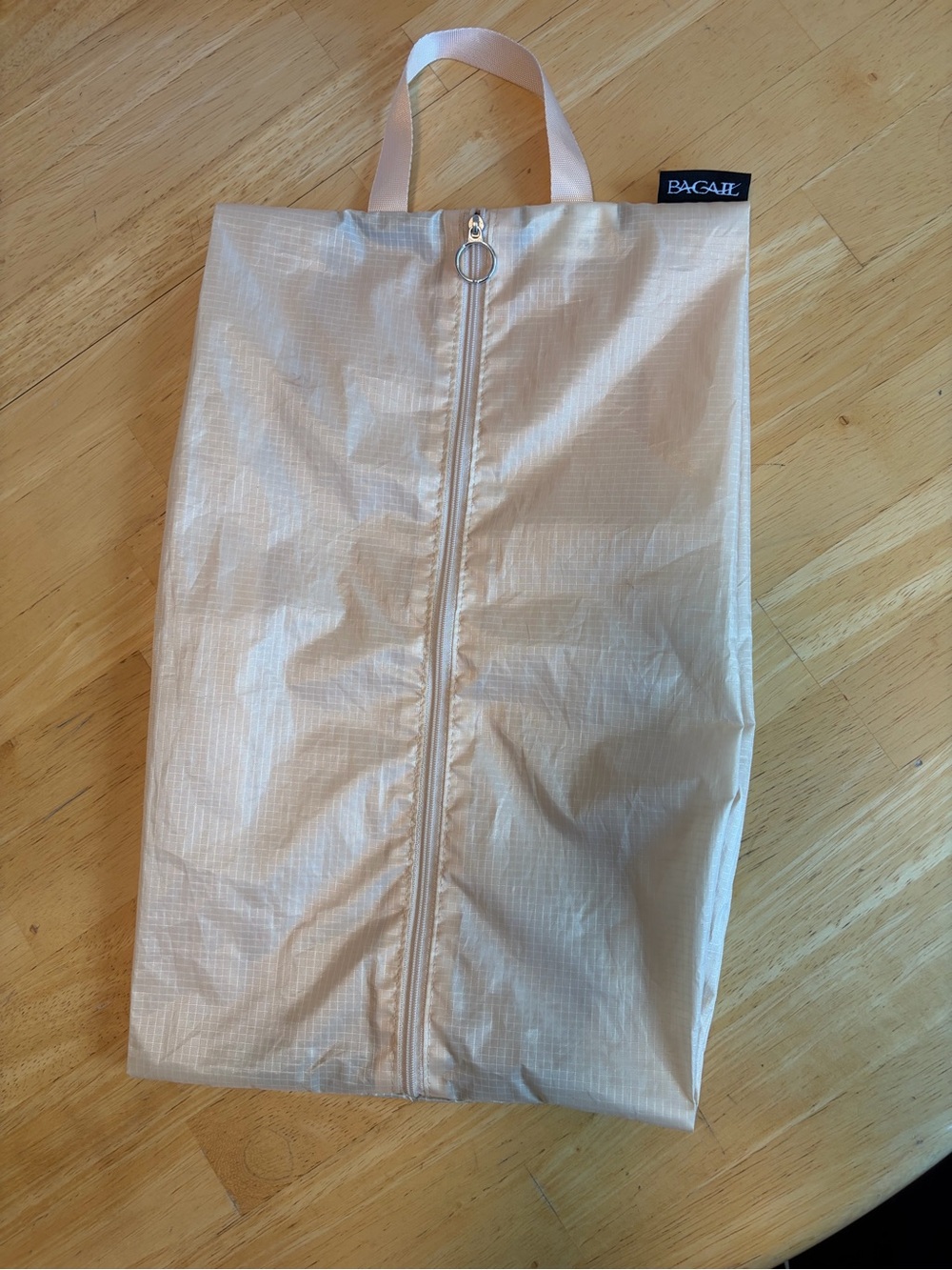 BAGAIL Travel Shoe Bag Organizer Nylon Zip Top Handle Lightweight Cream